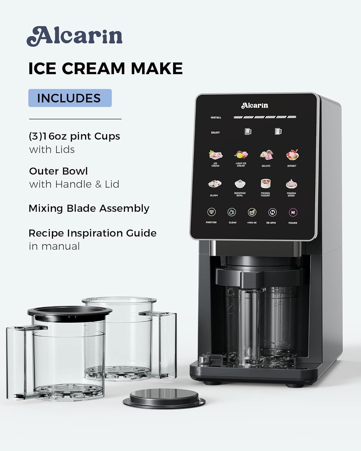 Alcarin Electric Ice Cream Maker Machine for Homemade KF-2501U1