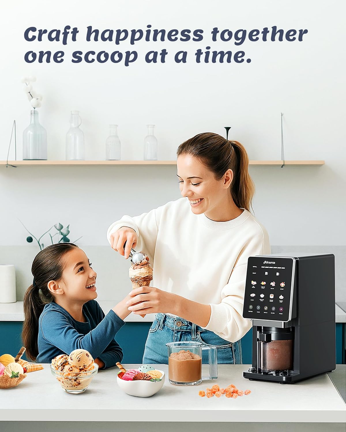 Alcarin Electric Ice Cream Maker Machine for Homemade KF-2501U1