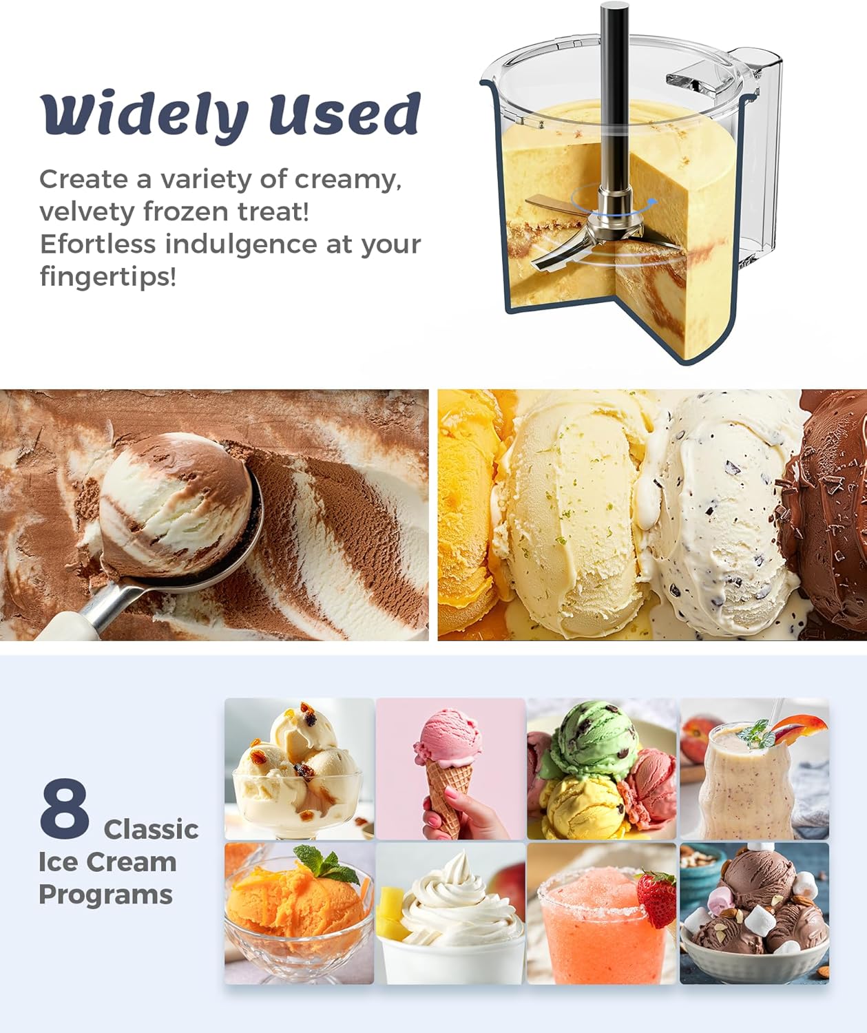 Alcarin Electric Ice Cream Maker Machine for Homemade KF-2501U1